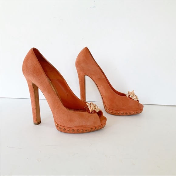 Alexander McQueen orange suede platform pumps - Picture 6 of 14